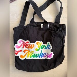 Chic Black Tote with Vibrant Print